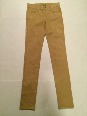 Jeans ajustados VERSACE a rayas metálicas para mujer talla 25 camel nuevos **AA Foto 1 de 4