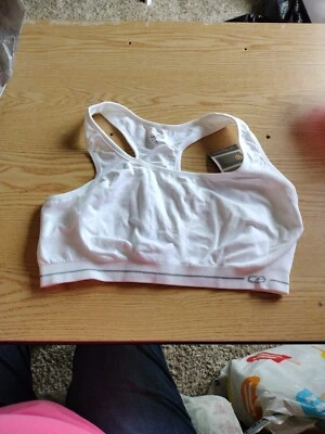 CHAMPION DOUBLE DRY WHITE SPORTS BRA  SIZE XL  MEDIUM  SUPPORT  NEW WITH TAGS - Image 1 of 4