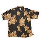Tommy Bahama Silk Shirt Mens Large Tropical Floral Print Short Sleeve Button