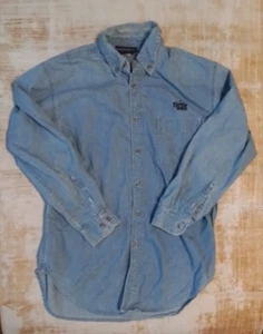Field & Stream Denim Shirt TURTLE WAX Mens Large Button Down Embroidered - Picture 1 of 9