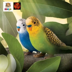Budgerigar Budgie Pair of Bird Toy Model Figures Cake Toppers by Mojo New - Foto 1 di 4
