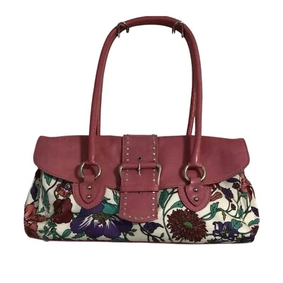 Bolso de hombro Helen Welsh vintage de lona floral/cuero rosa multicolor Foto 1 de 4