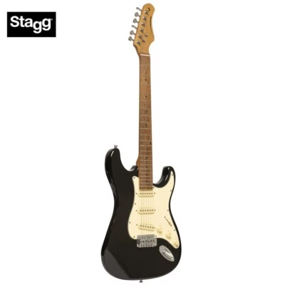 Stagg Vintage Series 55 Solid Body Full Size Electric Guitar Black SES-55 BLK - Image 1 of 4