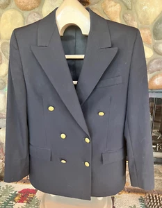 Blazer donna blu navy vintage Brooks Brothers TG 8 doppiopetto completamente foderato 100% lana - Foto 1 di 16