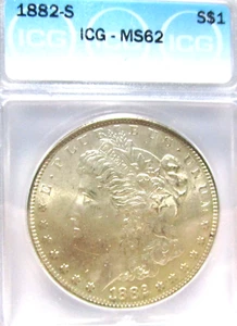 1882-S MORGAN SILVER DOLLAR ICG MS62 - Picture 1 of 4