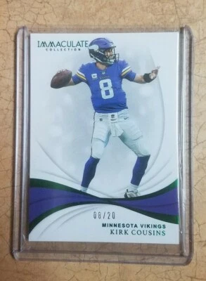 2019 Immaculate Kirk Cousins Fotl 8/20 1/1 Jersey# Vikings Rare - Image 1 of 3