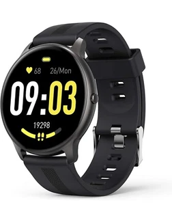 Montre Connectée Ronde pour Homme Femme Assistant Bluetooth, Cadran 1.3" Fitness Coeur - Photo 1 sur 25