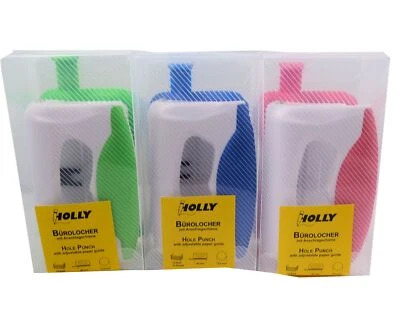 HOL-TEC GMBH Holly Bürolocher mit Anschlagschiene für max. 10 Blatt in 3 verschiedenen Farben