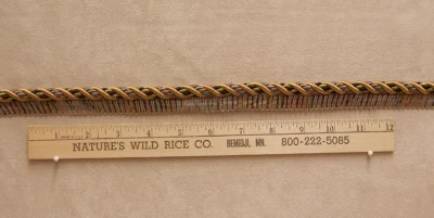 Borde de cordón retorcido en marrón dorado verde azul 80" largo 1/3" ancho con labio ¡NUEVO! Foto 1 de 2