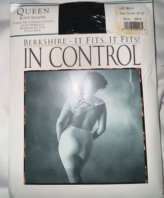 Berkshire Queen Body Shaper Tummy Hip Thigh Control Off Black Silky Sheer 3X 4X - Image 1 of 3