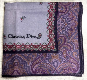 MAN HANDKERCHIEF PAISLEYS PURPLE CLASSIC VTG COTTON POCKET ART SQUARE 18” #CD36 - Picture 1 of 3