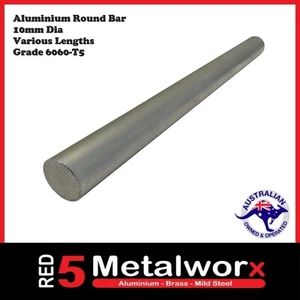 Aluminium Round Bar - 10mm Dia x Various Lengths - Grade 6060-T5 @ Red 5 - Picture 1 of 1