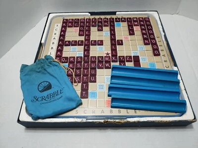 Vintage 1977 Scrabble Deluxe Edition Turntable With Tiles Complete Blue Box READ - Image 1 of 4