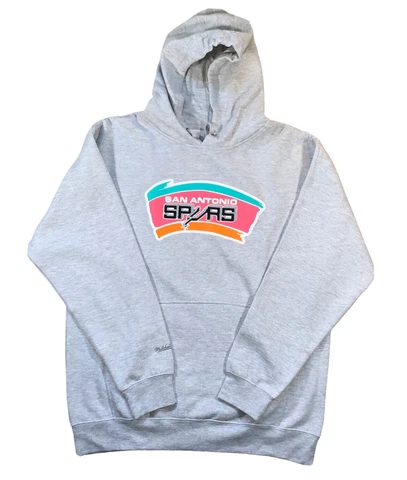 San Antonio Spurs Mitchell and Ness Fleece Hoody Retro Logo Grey Men’s Large Cover