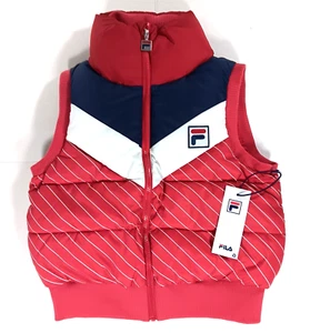 Fila Julie Puffer Vest Women's XS Full-Zip Red w/ Blue, White Sleeveless, New - Picture 1 of 10