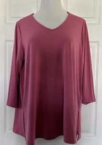 Susan Graver Stretch Tunic Top Blouse Liquid Knit Dusty Rose Pink Plus Size 1X - Picture 1 of 11