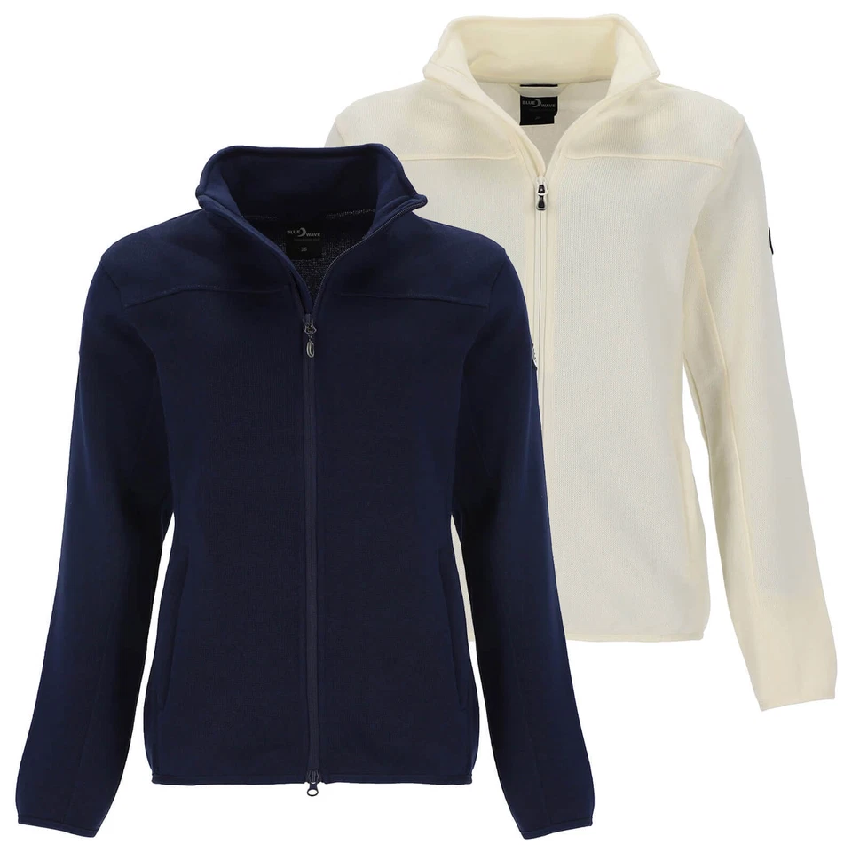 Blue Wave Damen Fleecejacke Jacke Nissa Strickoptik Stehkragen Reißverschluss