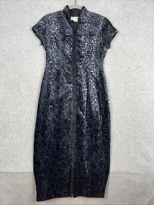 VTG Jones New York Midi Dress Petite Size 8P Whimsigoth Burnout Velvet Cheetah - Image 1 of 4