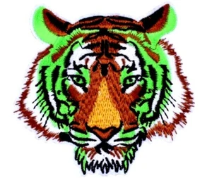 Green Tiger Patch Big Cat Embroidered Iron Sew On Applique Badge Lion Panther - Picture 1 of 1