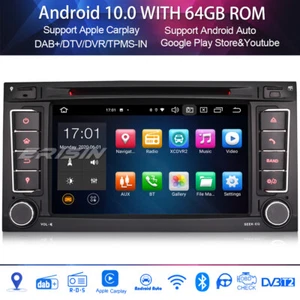 Android 12 DAB+ Autoradio Carplay para VW Touareg T5 Multivan Transporter 8-Core - Picture 1 of 12
