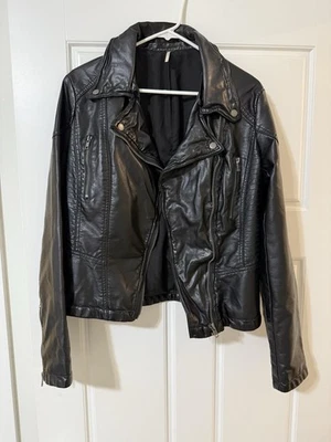Free People Moto Faux Leather Jacket Size 12 L/Xl Women’s Black - Image 1 of 4