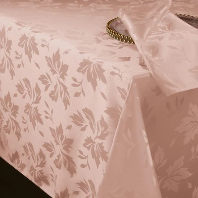Nappe Rectangulaire Rose 140x180 cm, Chic et Luxueuse en Jacquard Floral, Rés... - Photo 1/4