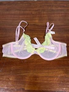 Sujetador Victoria's Secret Tease sin forro 34B rosa con encaje amarillo nuevo con etiquetas - Imagen 1 de 2