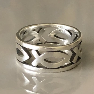 James Avery 925 Sterling Silver Ichthus Eternity Fish Band Ring Size 6.25-6.5 - Image 1 of 4