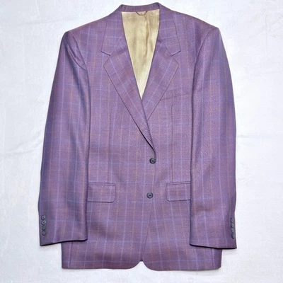 Chaqueta Blazer Para Hombre a Medida 44 46R Púrpura Azul Naranja Ventana Hecha en EE. UU. Foto 1 de 4
