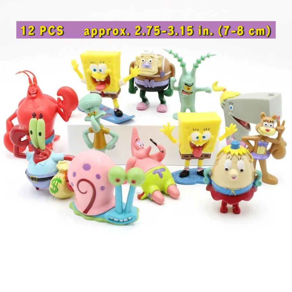 12 ШТ. Губка Боб Квадратные Штаны Патрик Сквидвард Фигурки Модель Игрушки Коллекция Подарок - Изображение 1 из 4