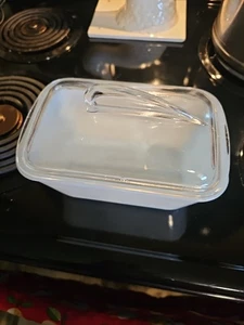 Glasbake 805 Blanco Leche Vidrio 1-1/2 Qt Refrigerador Plato Pan Tapa Aleta Transparente - Imagen 1 de 9