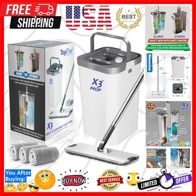 Экологичная швабра X3: многоразовая микрофибра и поворот на 360° для чистящих полов - Изображение 1 из 4