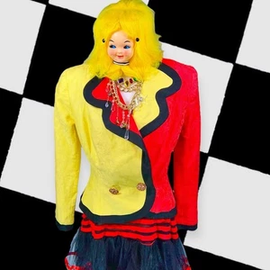 VTG RAUL BLANCO NEW WAVE SCULPTURE PUFFY POWER SUIT JACKET TAPESTRY MOD 1990s - Picture 1 of 16