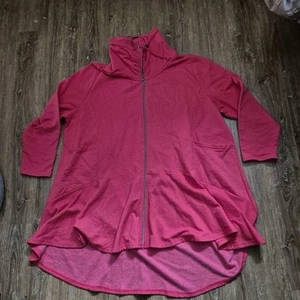 Ulla Popken Damen Sweatshirt Tunika Jacke rot Raffkragen Gr. 54 / 56 - Bild 1 von 10