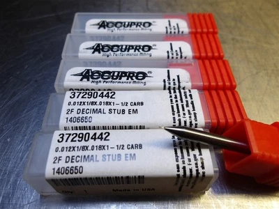 5 新! Accupro .012 英寸硬质合金 Endmill SQ 2FL .012x1/8x.018x1-1/2 37290442 — 第 1/4 张图片
