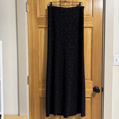 Maxi Falda Jessica McClintock Vintage Negra Brillante Talla Grande Formal Elegante Foto 1 de 4