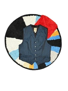 Gilet Wah Maker Paisley blu grande western bottoni abbigliamento frontiera USA - Foto 1 di 9