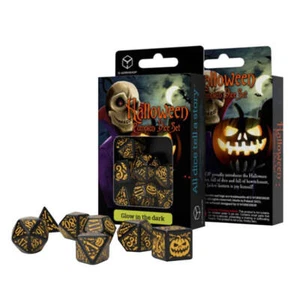 Q Workshop Halloween Pumpkin Black & Orange 7 RPG Dice Set From D20 to D4 - Picture 1 of 1