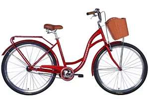 Fahrrad City Damen 28" Korb Stadt Retro Gepäckträger Stahl Rot RH 48cm - Bild 1 von 2