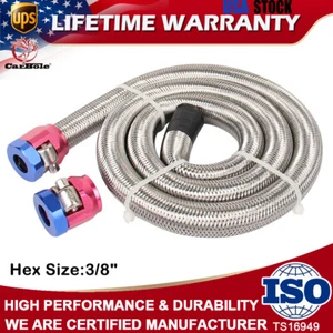 Universal 3/8 6AN Stainless Steel Braided Oil Gas Fuel Hose Line End Fitting Kit - Picture 1 of 12