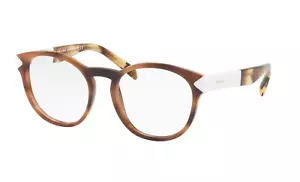 New PRADA VPR16T USG-1O1 52mm Light Brown Havana White Eyeglasses Frames Italy - Picture 1 of 4