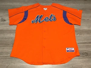 Vintage New York Mets MLB Orange Majestic Authentic Baseball Jersey Men's 2XL - Picture 1 of 7
