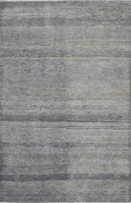 Contemporary Modern Gray Blue Gabbeh Kashkoli Oriental Area Rug Hand-knotted 4x6 - Image 1 of 4