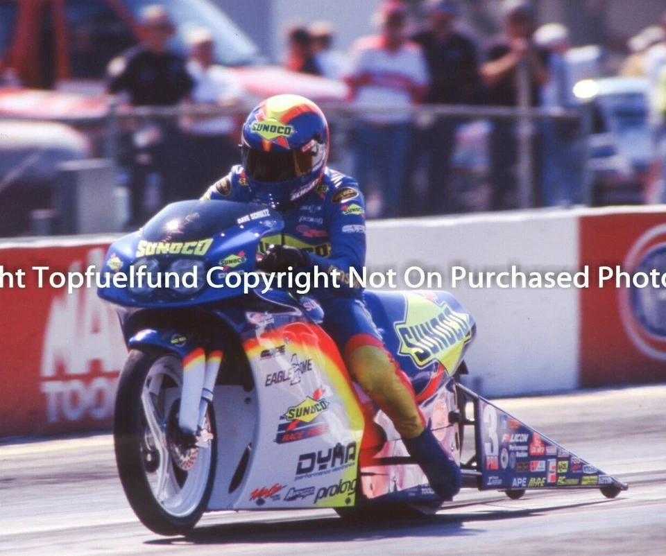 Bicicleta de arrastre Dave Schultz Sunoco NHRA 8x10 Ninja Circa 1998 Foto 1 de 1