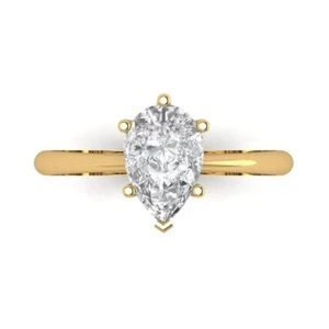 2 ct Pear Cut Engagement Promise Wedding Statement Bridal Ring 14k Yellow gold - Picture 1 of 11