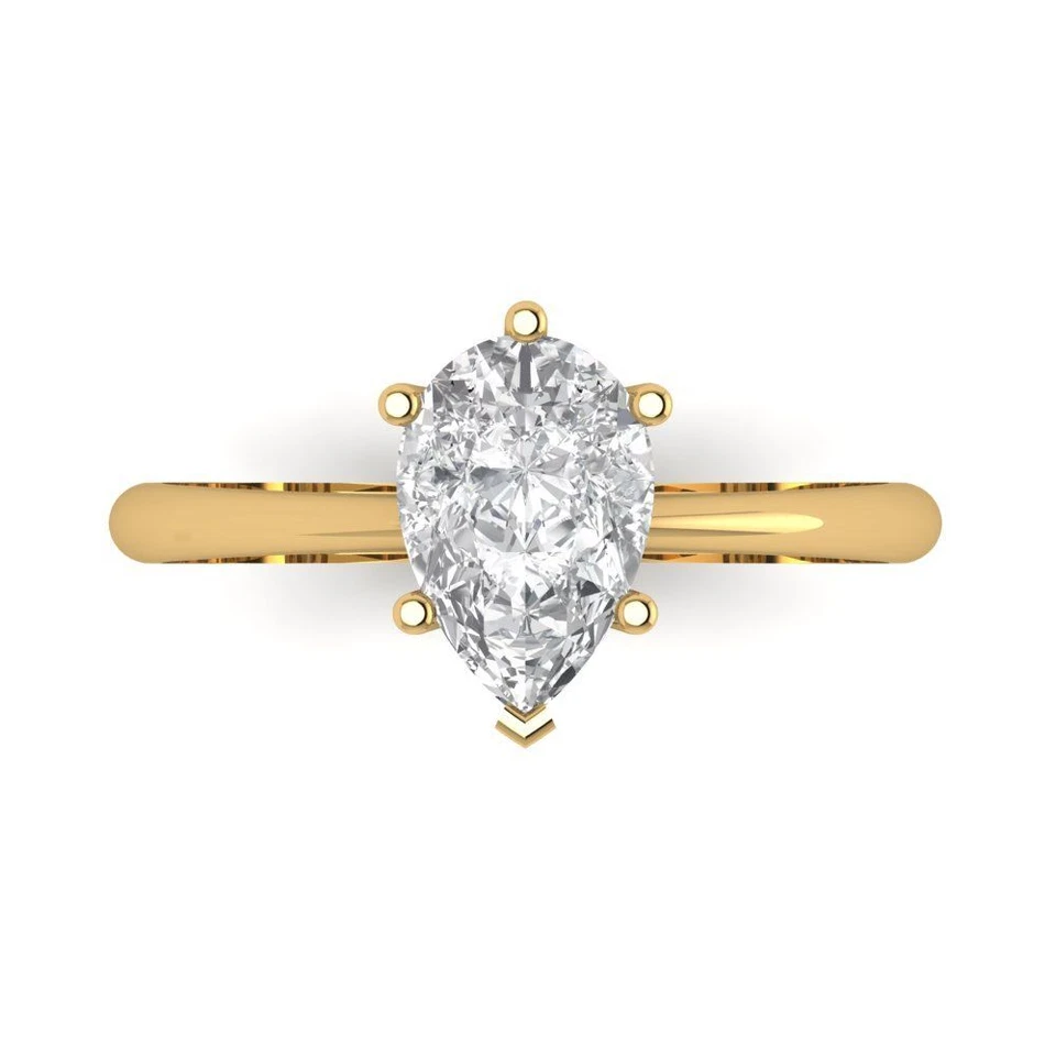 1.5 cttw Pear-Cut Cubic Zirconia Solitaire  Engagement Ring (14K Yellow Gold) - Image 1 of 4