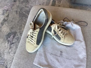 Brunello Cucinelli Womens Monill Beige Suede Leather Sneakers 38 - Picture 1 of 6
