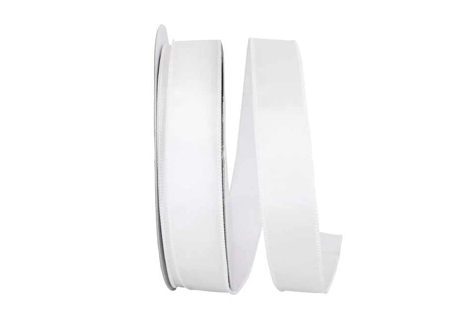 Reliant Ribbon 92575W-030-09K Satin Value Wired Edge Ribbon - White - 1.5 in....