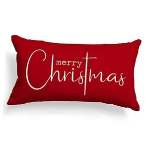 Christmas Pillow Covers Merry Christmas Throw Pillow 20" x 12" (Pack of 1) Red - Picture 1 of 7