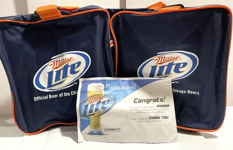 Chicago Bears Logo Miller Lite Advertising WinGame Duffle Bag Prize Winner Cover